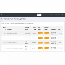 Change Payment Method dashboard with a centralized view of pending orders and real-time status tracking