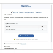 Automated recovery email from the nopCommerce Cart Reminder plugin