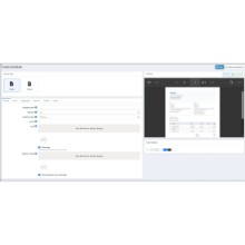 Admin configuration view for setting layout styles, store logos, and digital signature preferences
