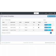 Centralized nopCommerce admin interface for managing, editing, and cloning custom PDF invoice templates