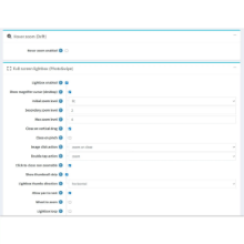 Comprehensive configuration dashboard for managing the PhotoSwipe full-screen lightbox experience