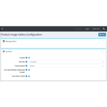 nopCommerce Product Image Gallery admin interface for managing global plugin activation, and gallery orientation