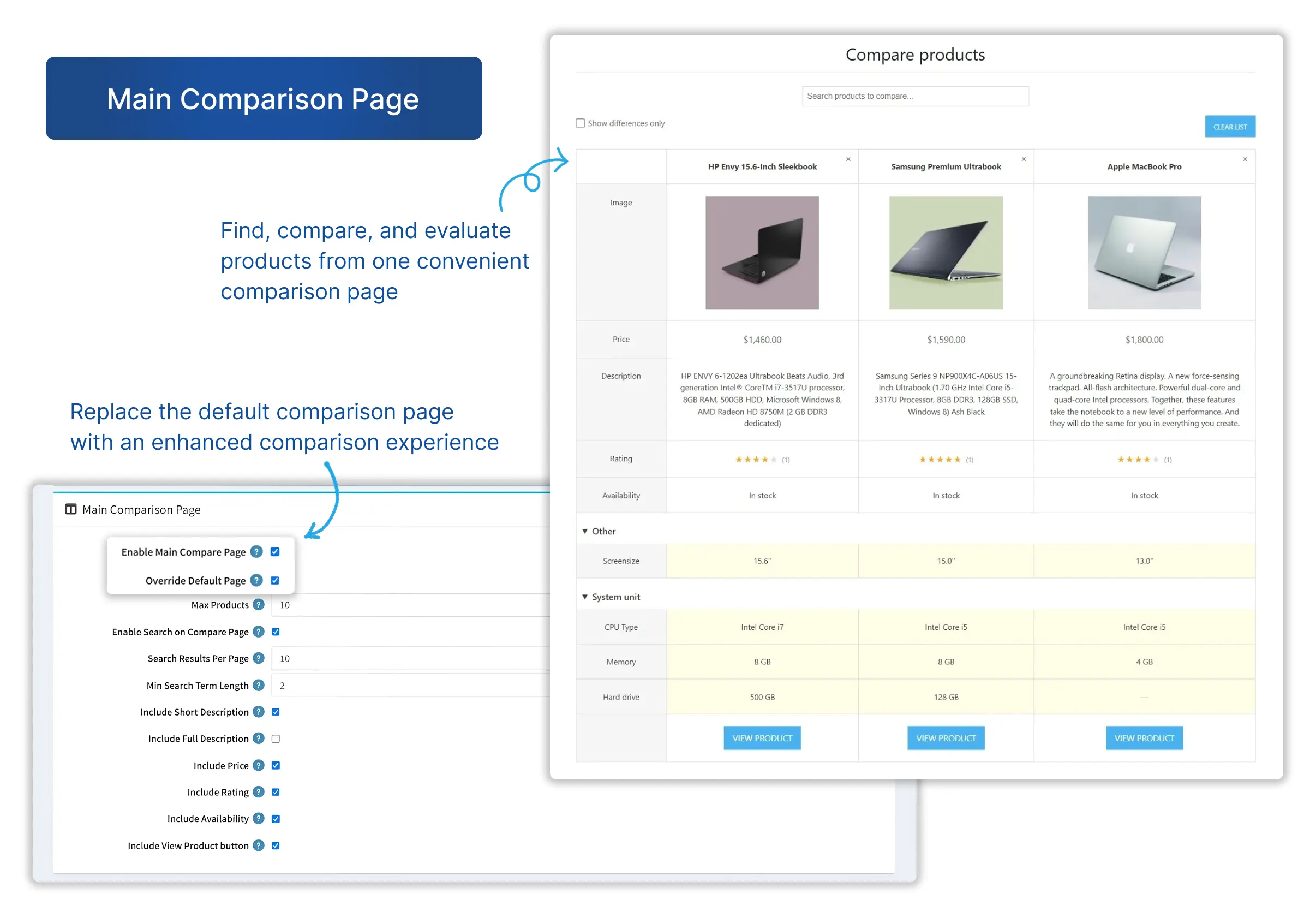 Main Comparison Page