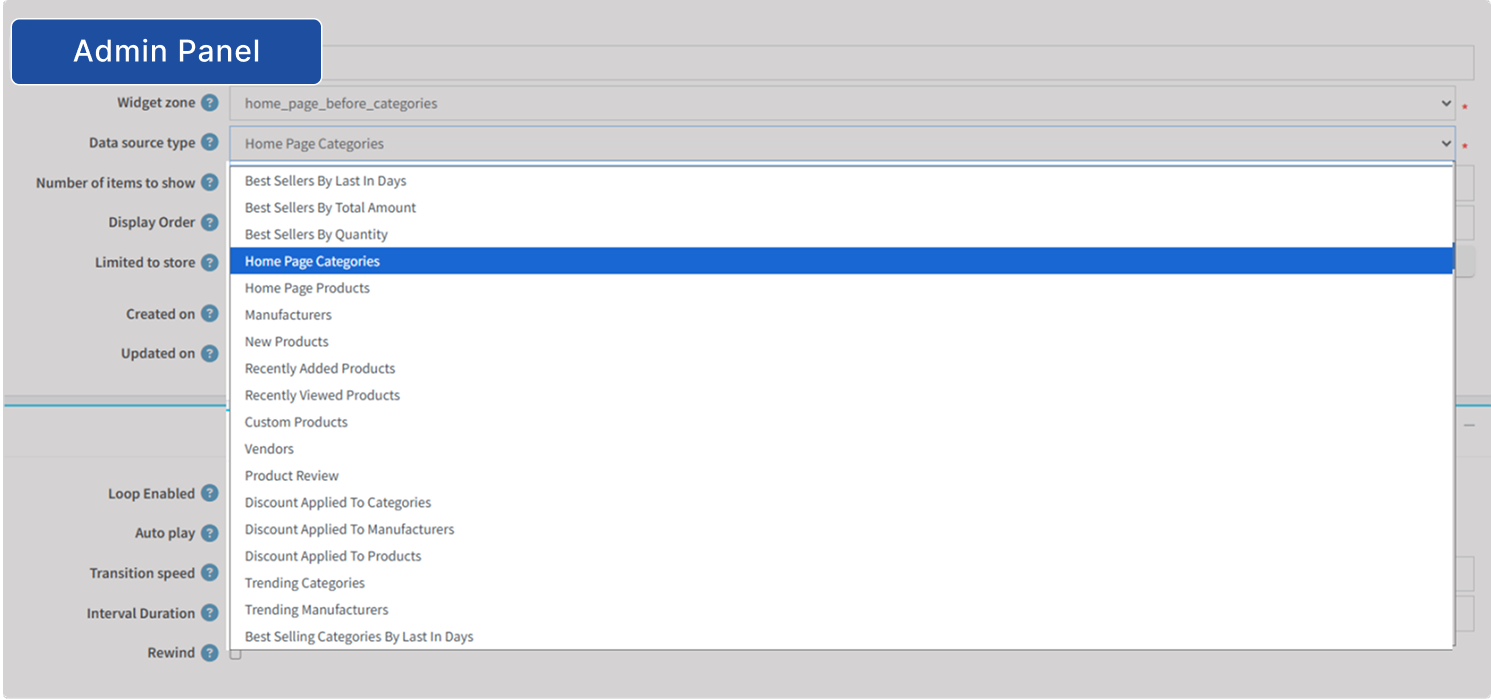 Dynamic data sources slider