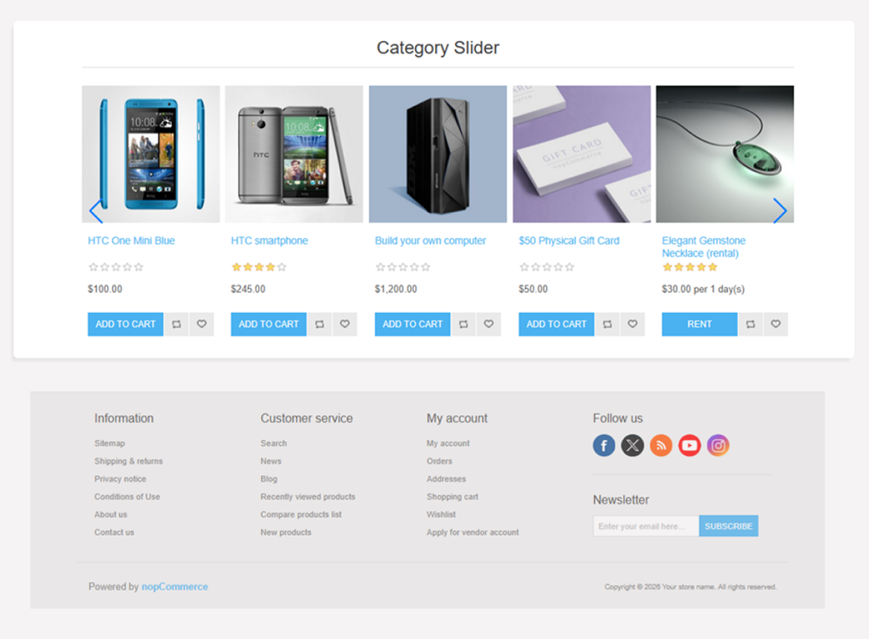 Widget Zone Selection storefront view