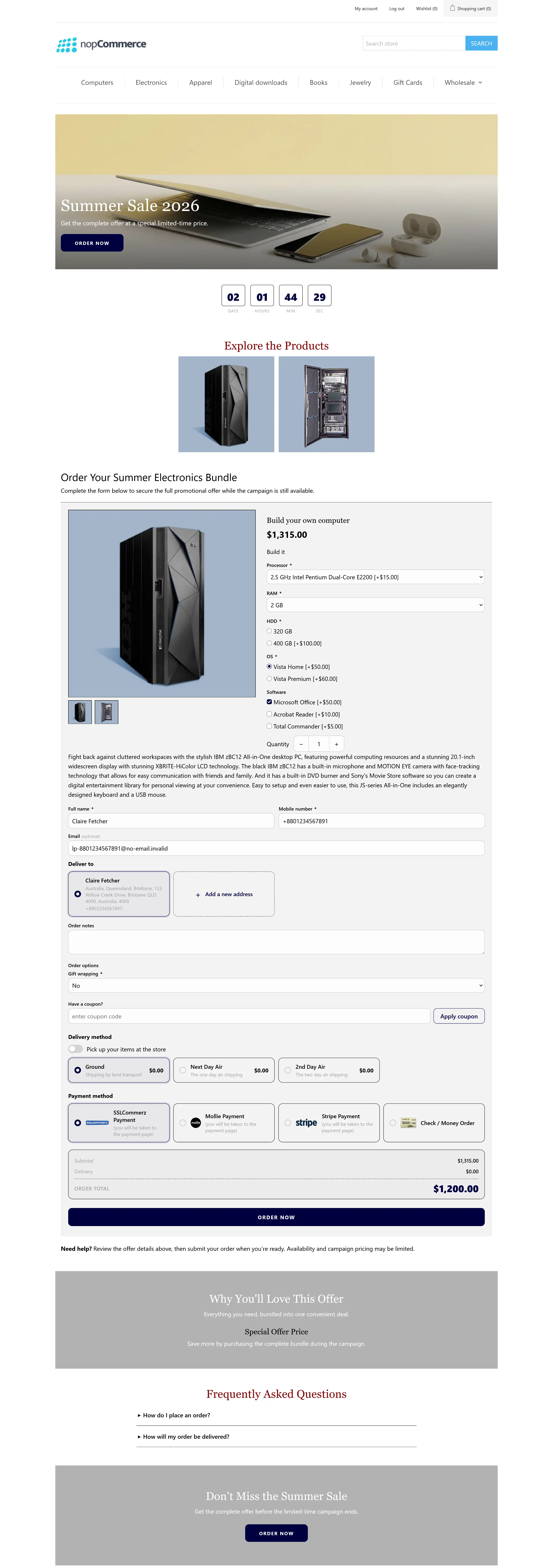 BSS Landing Page Builder Public Storefront with One-Page Checkout