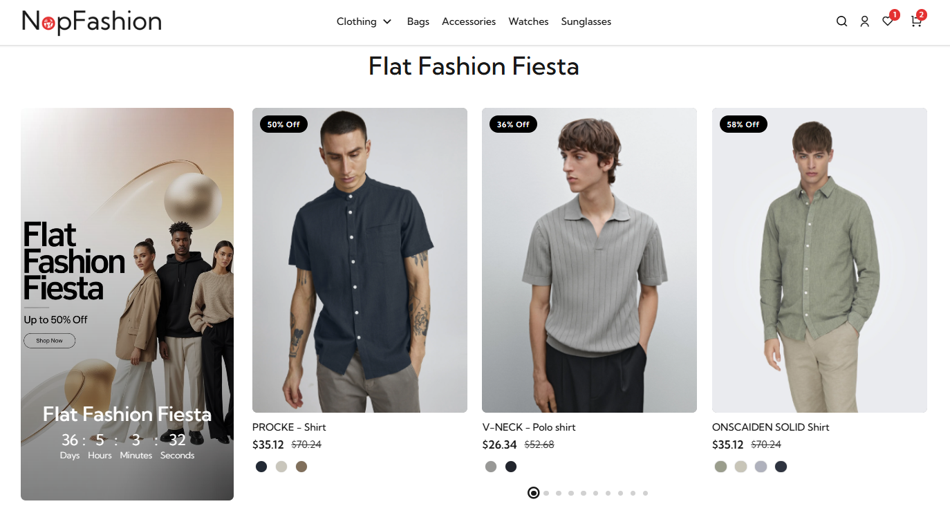 Dynamic sales carousel in nopCommerce fashion theme