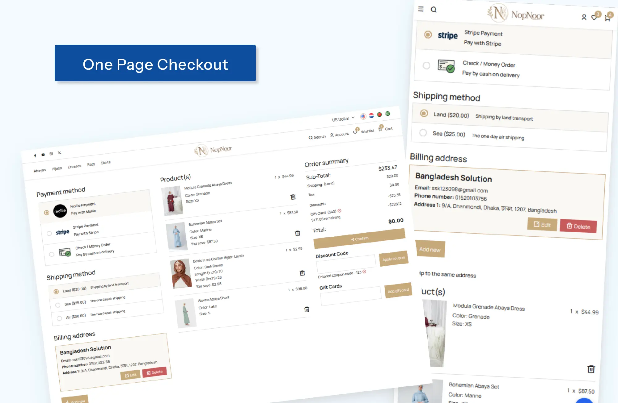 One-Page Checkout Preview
