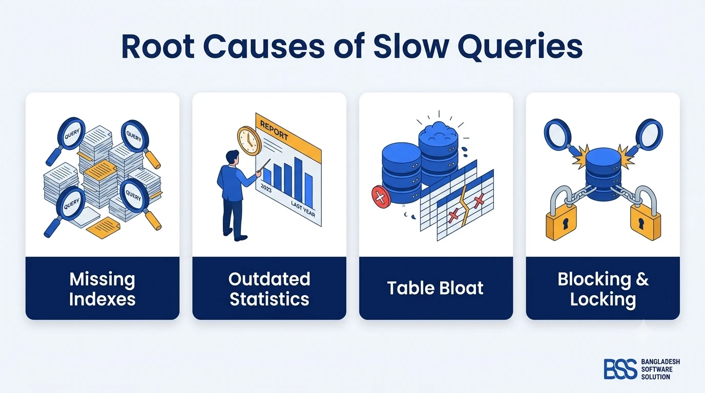 Infographic showing the nopCommerce database index maintenance cycle: monitor with Query Store, reorganize or rebuild indexes, update statistics, and archive log tables