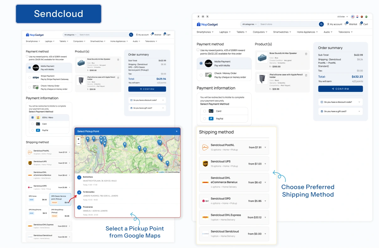 Shipping method with sendcloud
