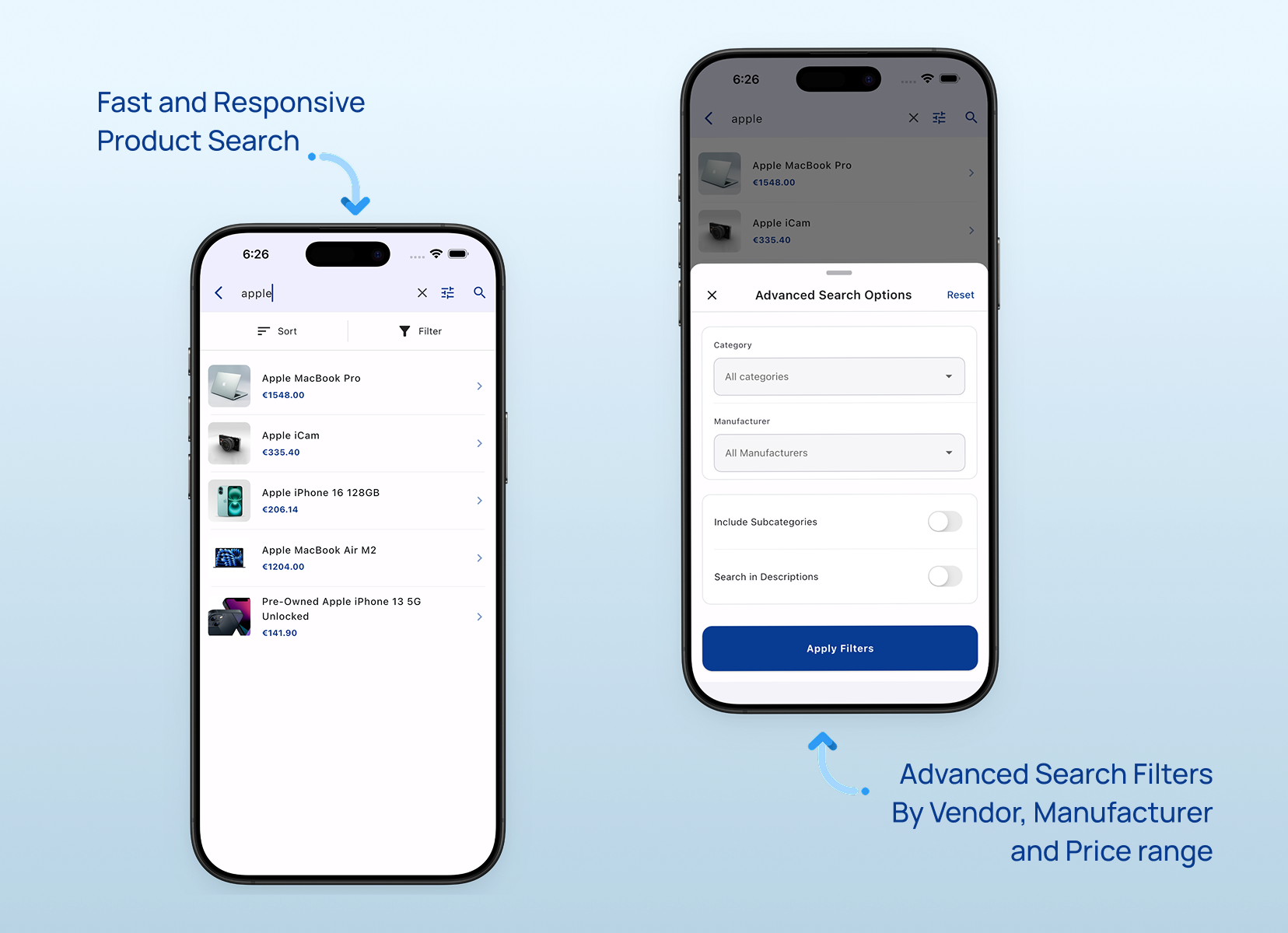 Mobile App With Nop Rest API Product Search and Filter
