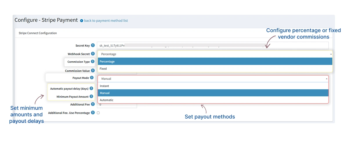 Stripe Connect Commission and Payout Management